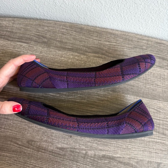 Rothy's The Square Flats in Cranberry Plaid Women’s Size 12 Purple Pink - Picture 5 of 9